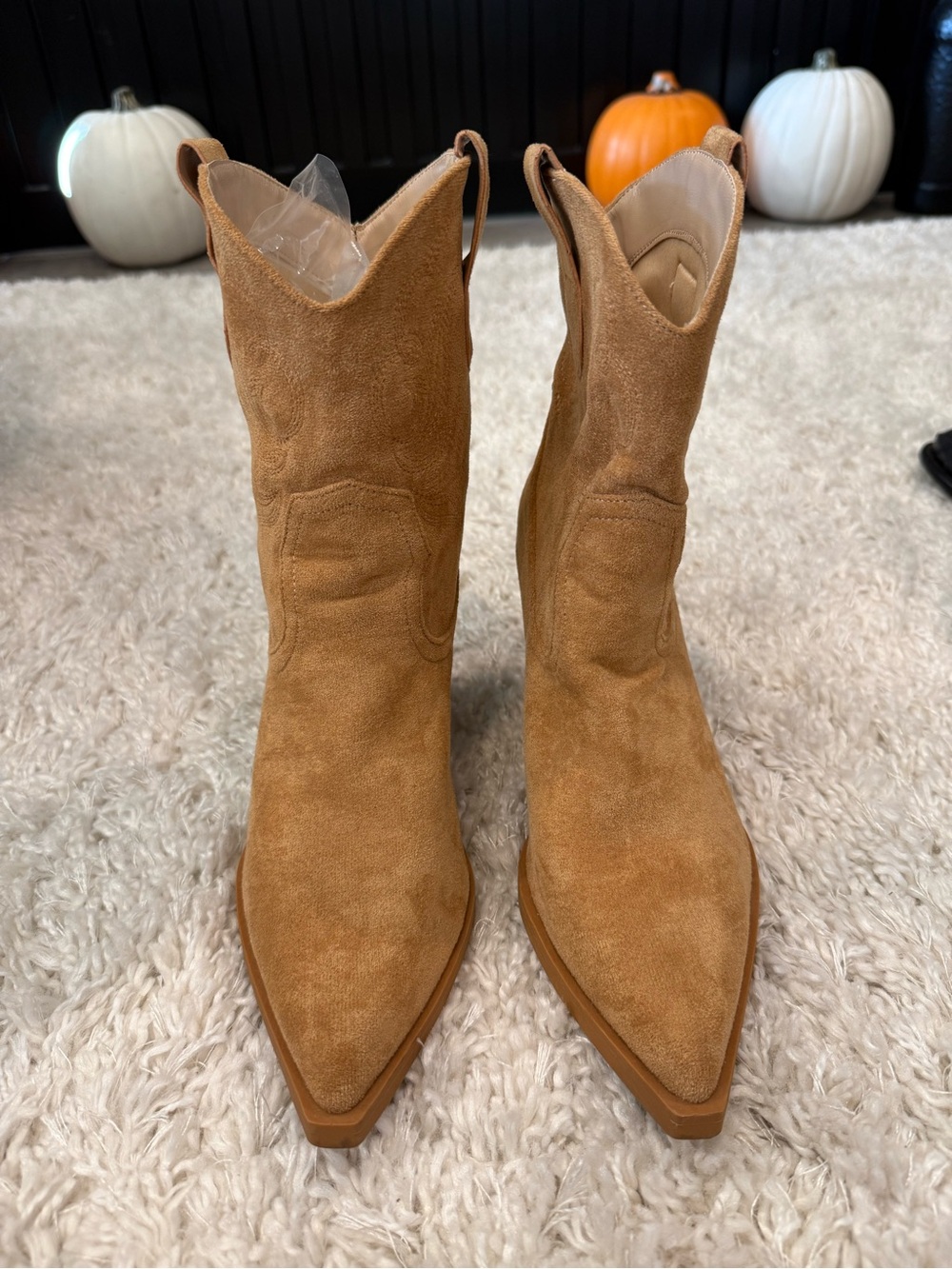 Altar'd State Tan Suede Pointed Western Ankle Boots